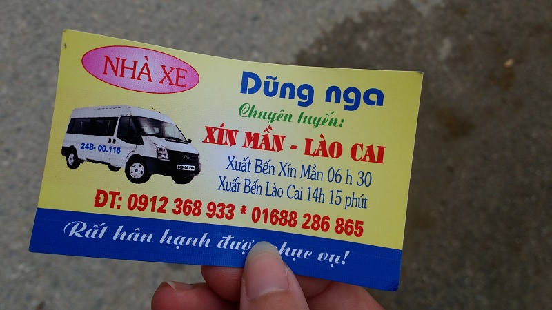 Carte du bus Lao Cai Xin Man