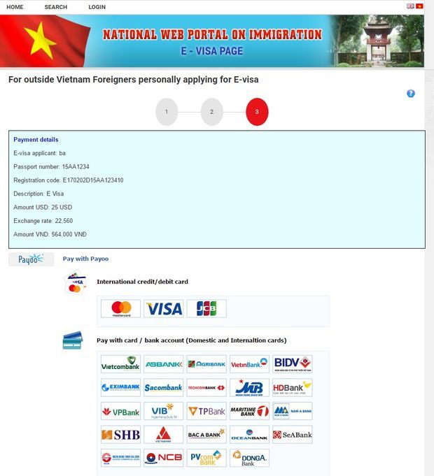 étape 5 pour obtenir l'e-visa vietnamien