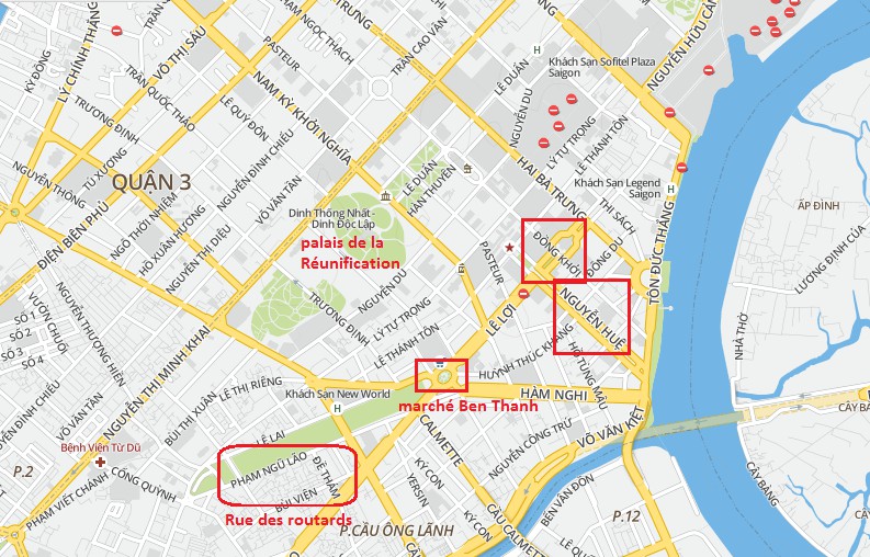 Carte du centre-ville de HCMV