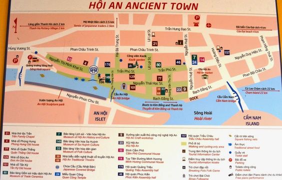 carte des sites de visite dans la vieille ville de Hoi An