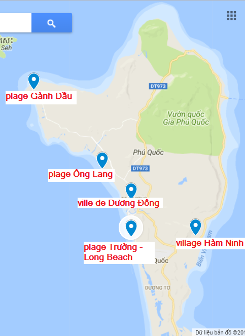 carte emplacement des hotels phu quoc