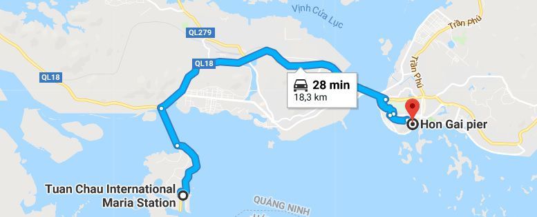 Emplacement des ports de départ des croisières dans la baie d'Halong et baie de Bái Tử Long