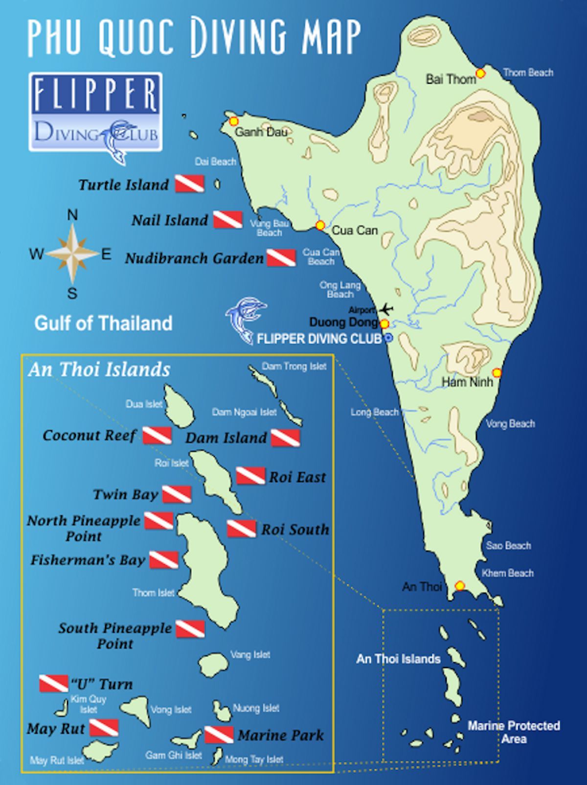 carte des sites de plongée à Phu Quoc