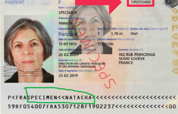 Exemple nom et prénom sur passeport