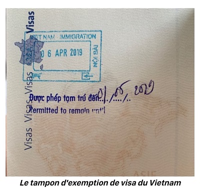 exemption de visa vietnamien tampon