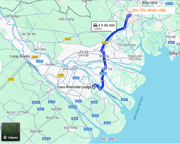 emplacement de Coco Riverside Lodge depuis HCMV