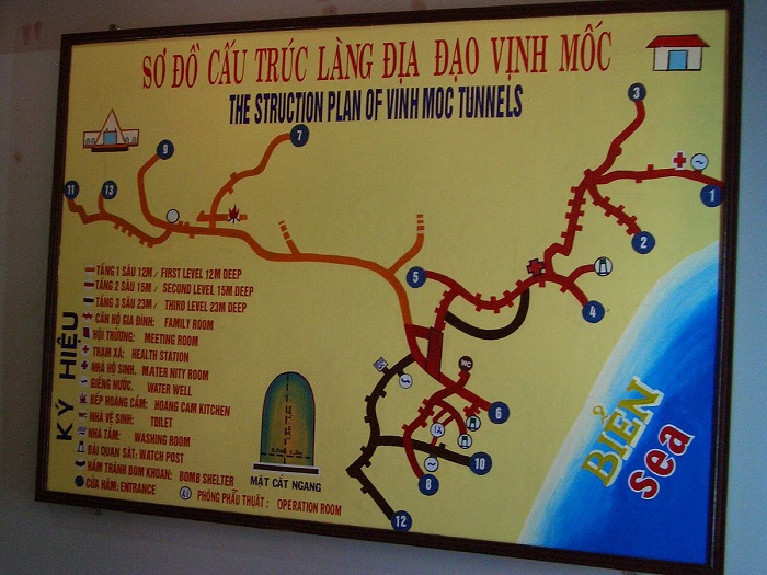 carte des tunnels de Vinh Moc