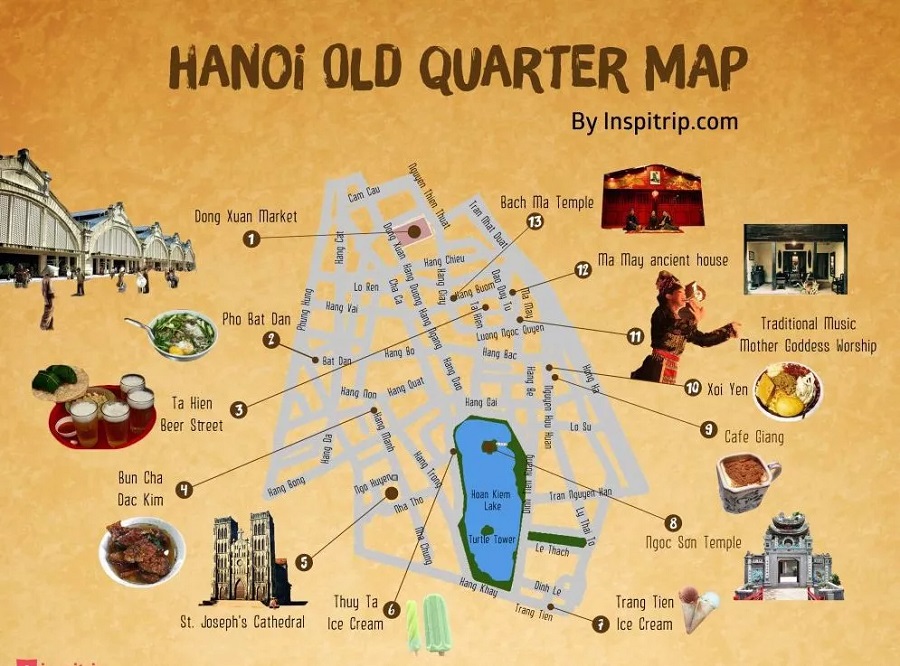 Carte du vieux quartier de Hanoi