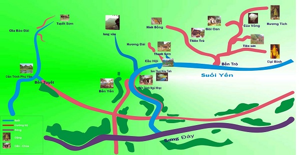 Carte du site touristique de la pagode des parfums